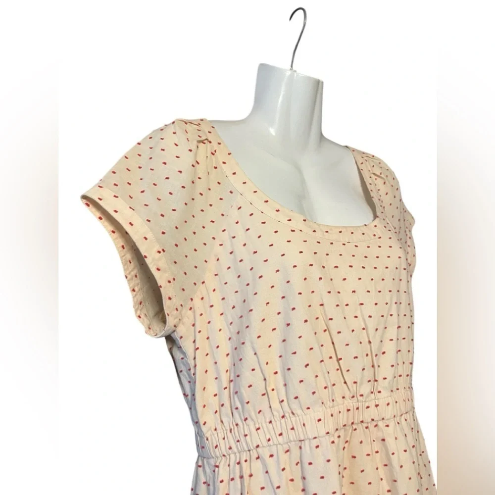 J.Crew Women Ivory Red Swiss Polka Dot Spring Flare Dress Size S
